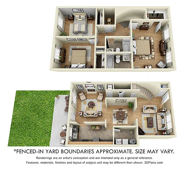 Floor plan Maison De Ville Townhouse with Fenced-In Yard