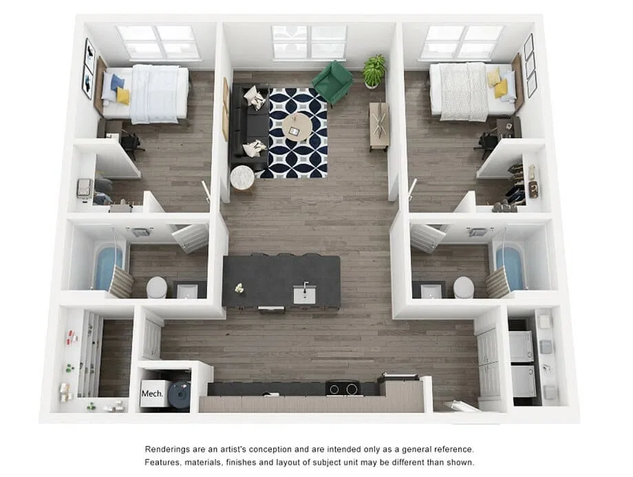 Floor plan 2BR/2BA - B1