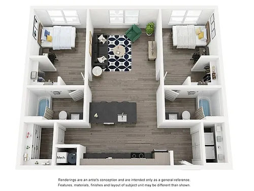 Floor plan 2BR/2BA - B1