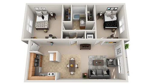 Floor plan Hudson Furnished - 50 (Affordable)