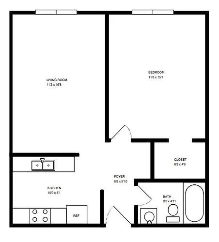 Floor plan 1BR - A (Standard)