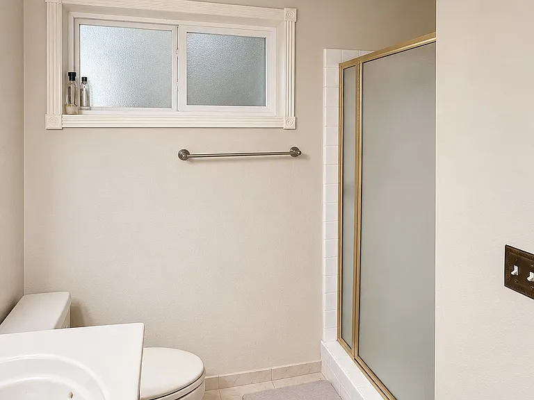 Bathroom overview shower toilet