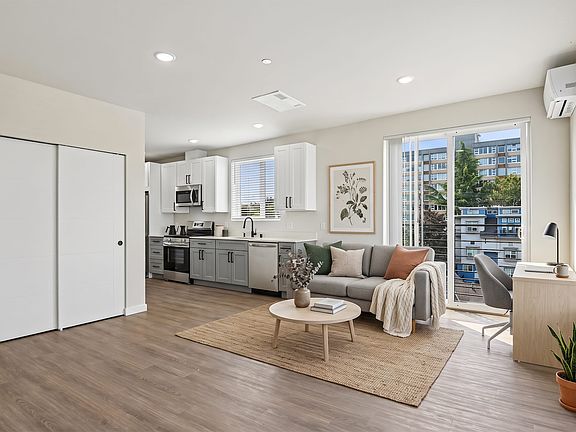 The whole home in one room, with a wide closet and a slider straight out to the balcony.