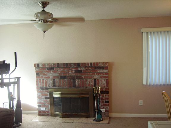 Wood burning brick fireplace