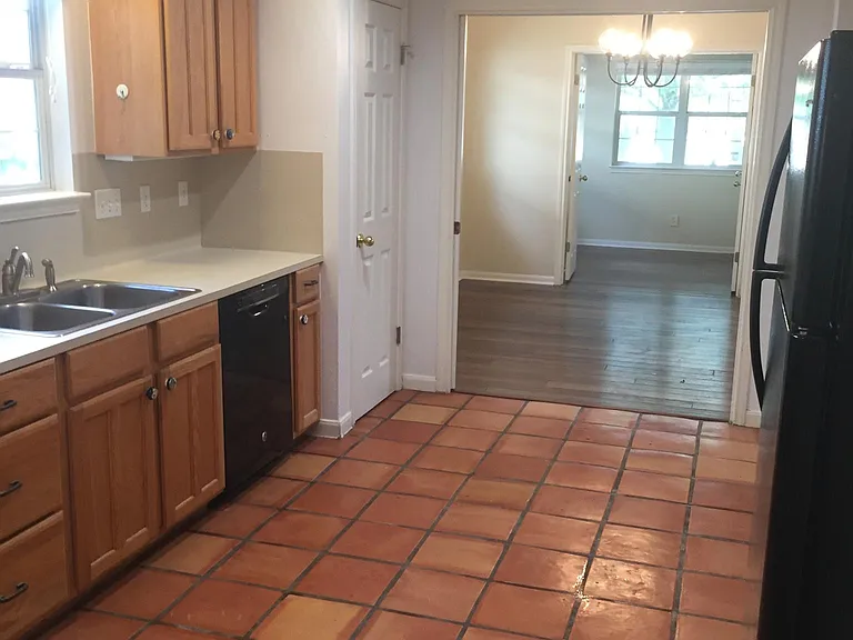 View from back door to kitchen