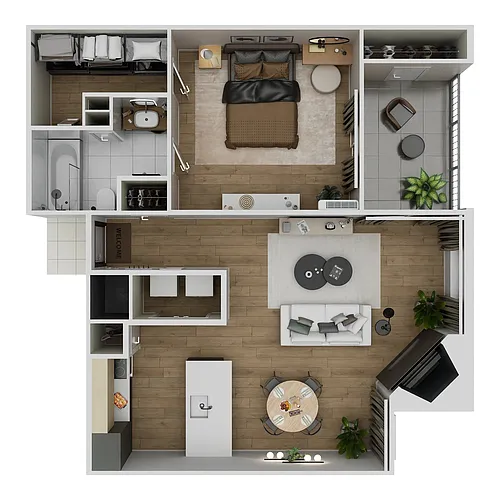 Floor plan 1 Bedroom, 1 Bathroom A4