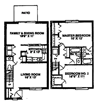 Floor plan 2 Bedroom Townhouse