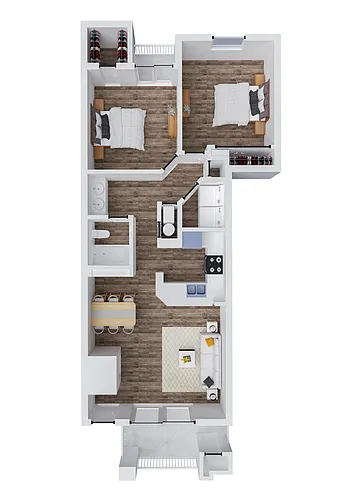 Floor plan Two Bedroom One Bath