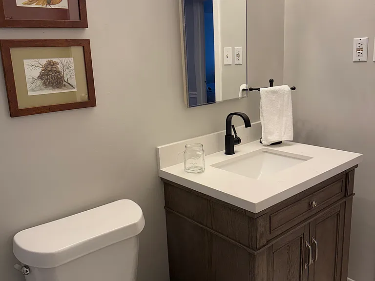 2nd bathroom off the hallway - with bath / shower combo and jetted tub