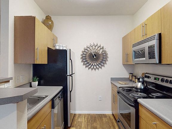 Acclaim Apartments- modern kitchen with stainless steel appliances