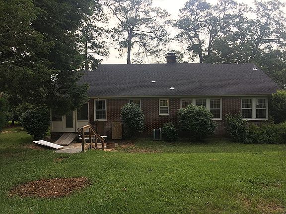 Back yard with stone patio