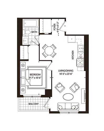Floor plan 1 Bedroom 1 Bed 1 Bath 8