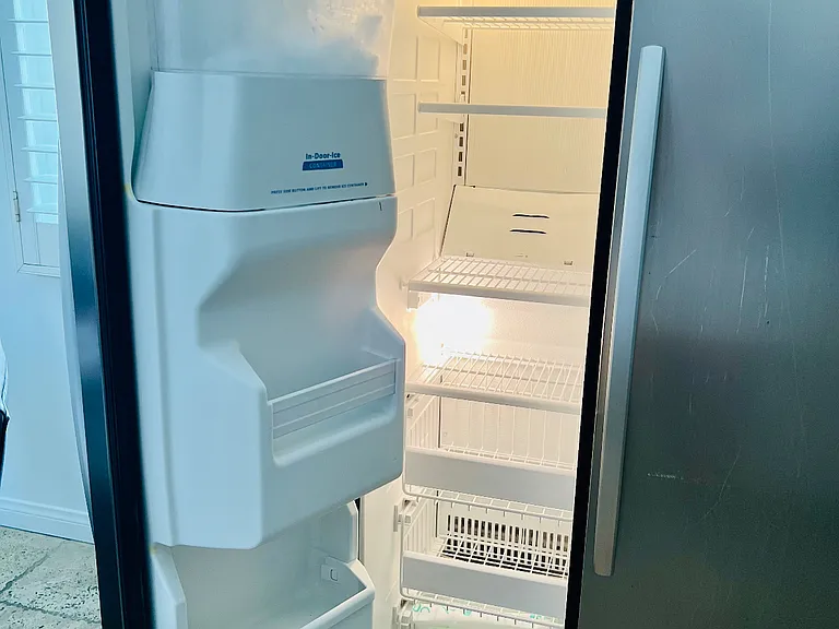 This is the inside of the freezer with auto-ice maker