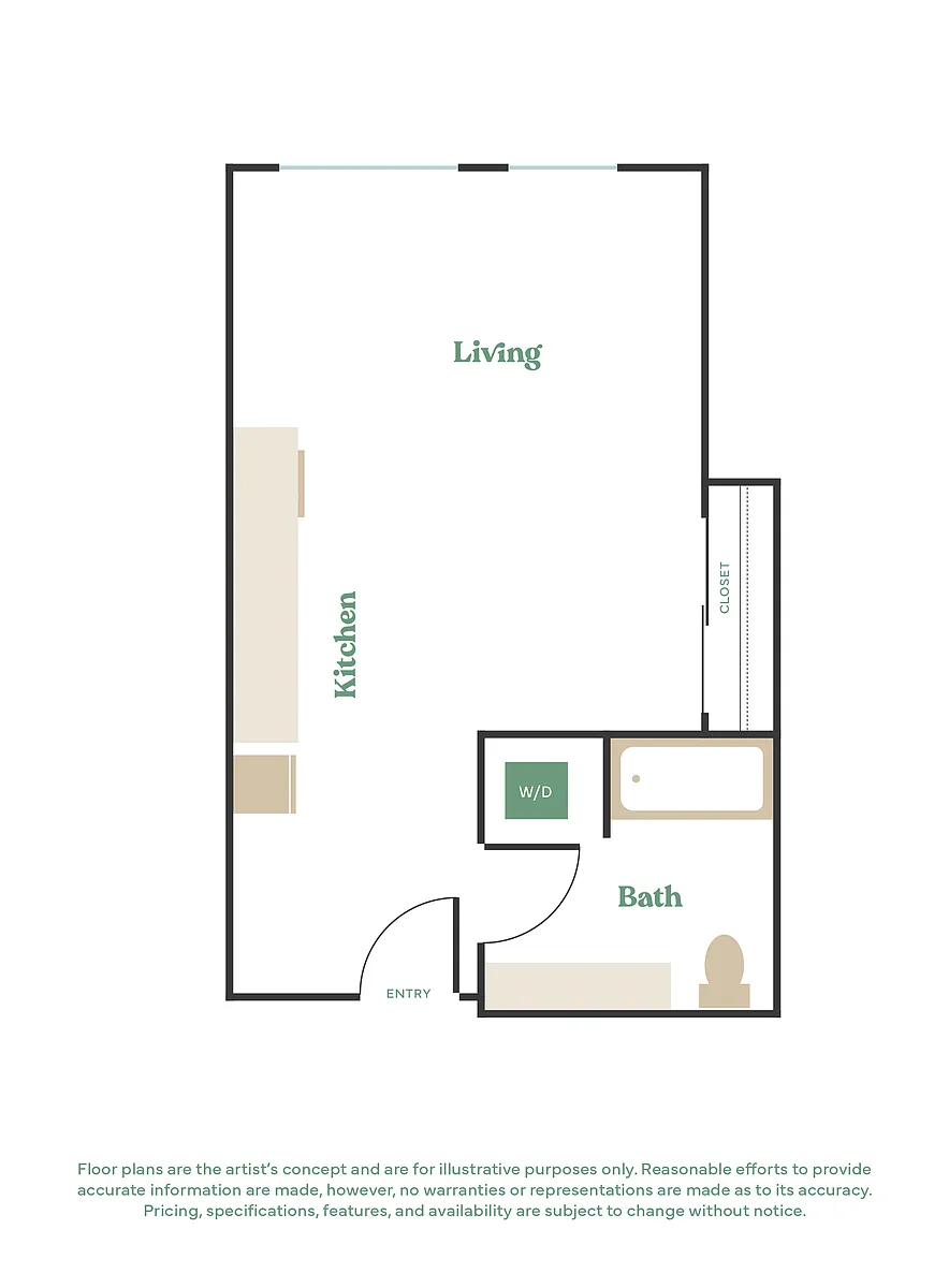 Floor plan Studio, 1 Bath - Apt B