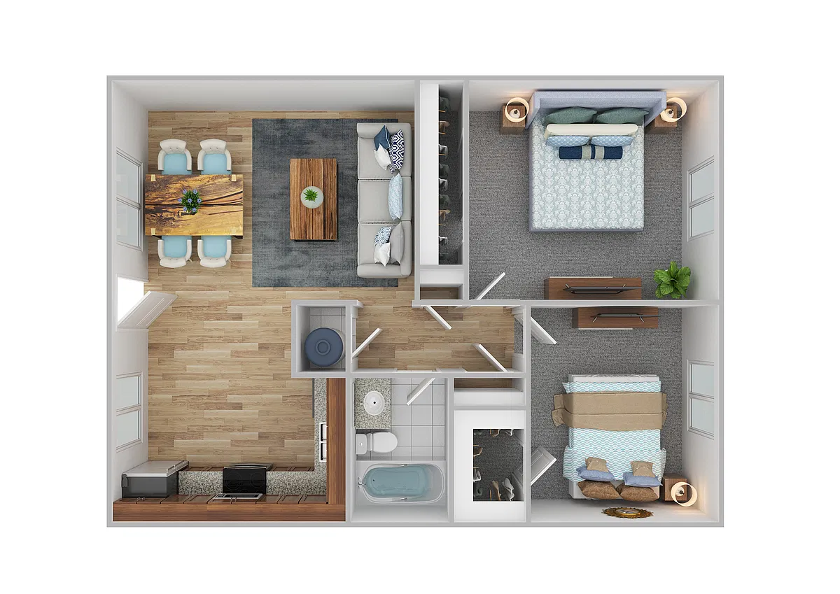 Floor plan Two Bedroom One Bathroom