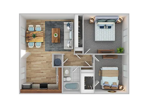 Floor plan Two Bedroom One Bathroom