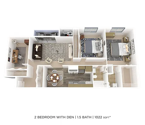 Floor plan Two Bedroom 1.5 Bath w/ Den
