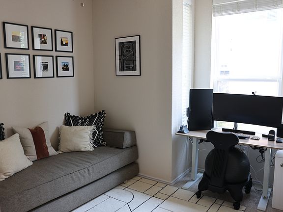 Secondary Room:
Twin Day Bed expands to Queen
Electric height adjustable desk, 34 & 24" Dell Monitor with USB-C Docking station