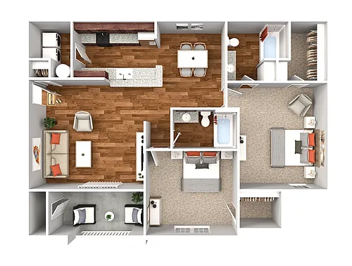 Floor plan 2 Bedroom 2 Bath 1105