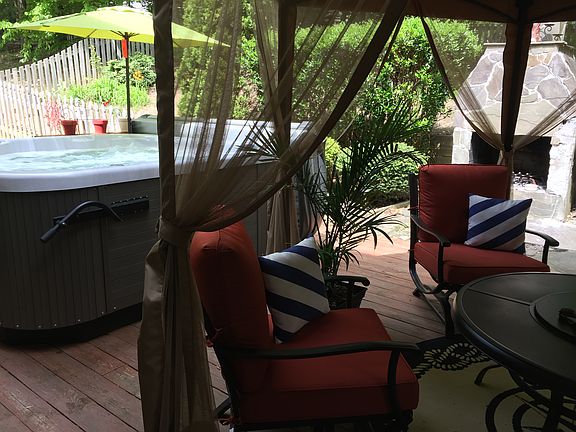 Patio and fireplace