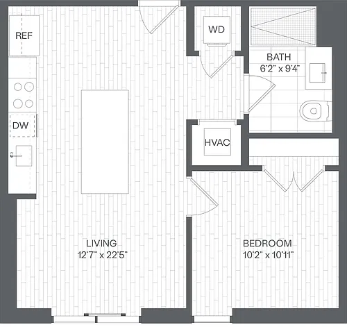 Floor plan 1 Bed/1 Bath-AA(SIM)