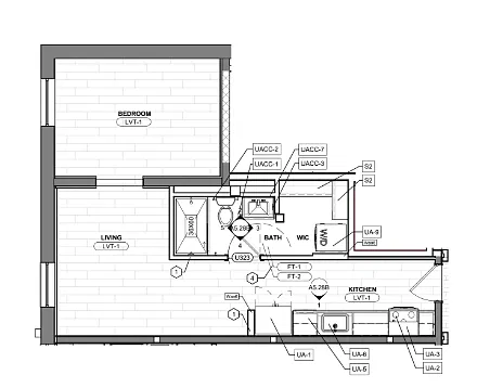 Floor plan 1 Bedroom / 1 Bath