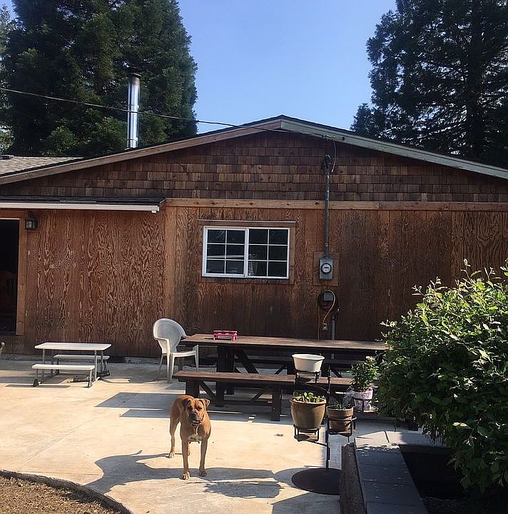 Concrete sitting/bbq area