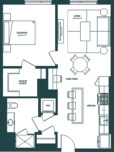 Floor plan 1 Bed/1 Bath-B6