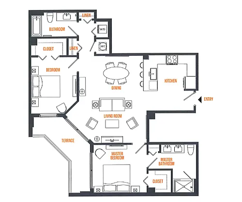 Floor plan 2 Bed / 2 Bath