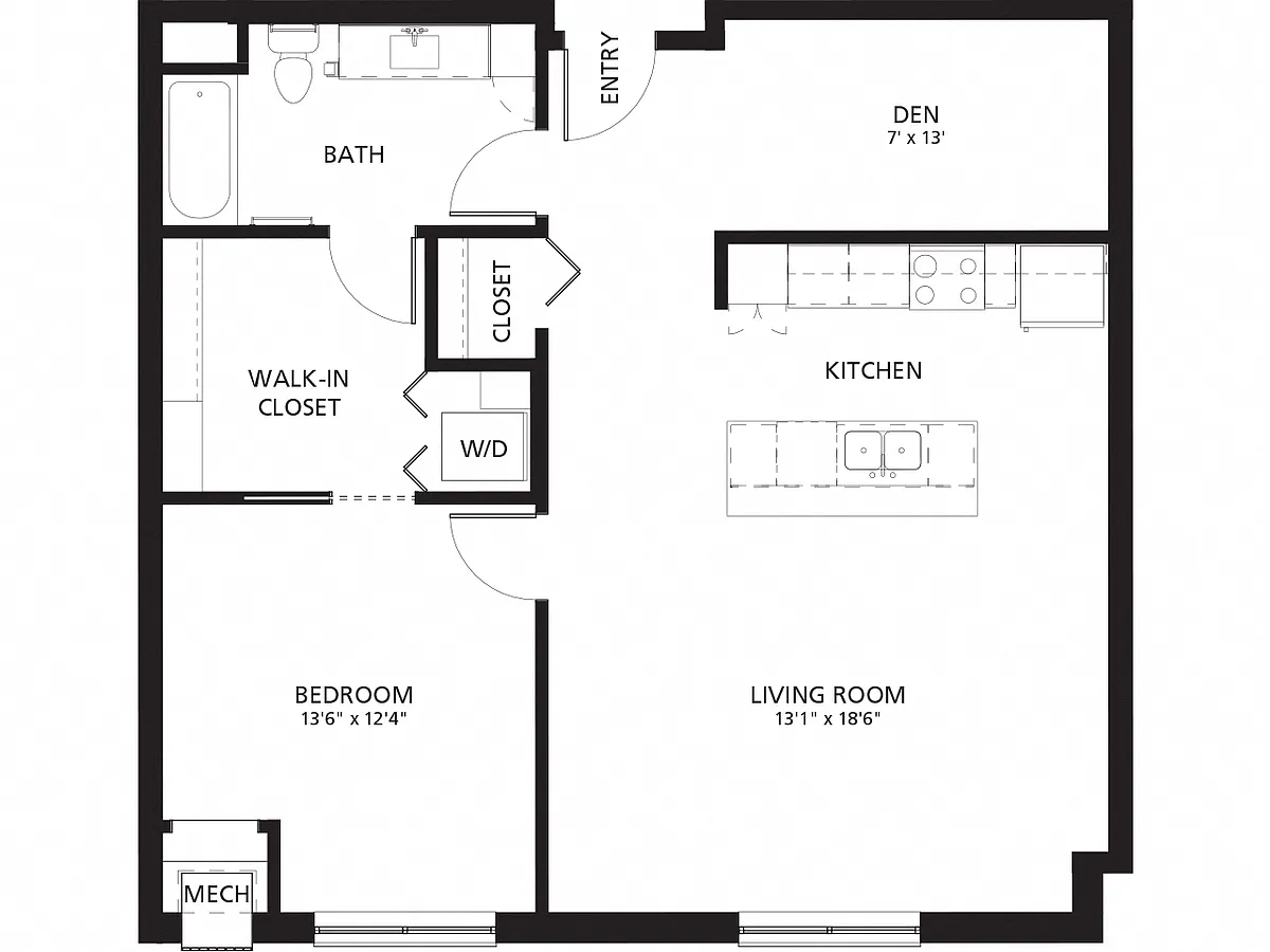 Floor plan Floor Plan - J (1+Den)