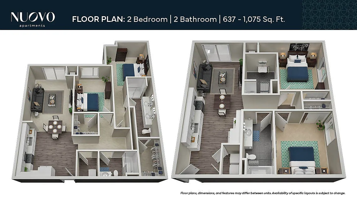 Floor plan 2 Bedrooms, 2 Bathrooms