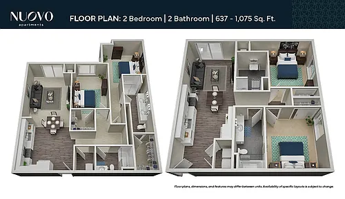 Floor plan 2 Bedrooms, 2 Bathrooms