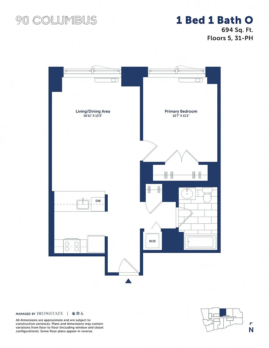 Floor plan 1 Bed 1 Bath O