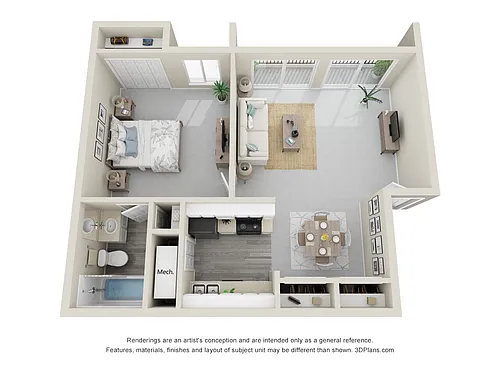 Floor plan 1x1 | 1x1 | 575sf