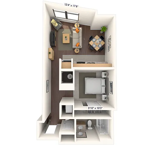 Floor plan Traditional 1x1 535-637 SF