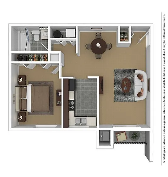 Floor plan 1 Bedroom/1 Bathroom-764