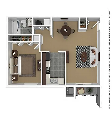Floor plan 1 Bedroom/1 Bathroom-764