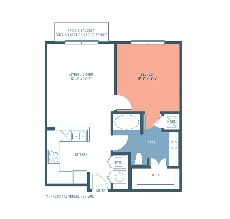 Floor plan 692 1Bd/1Bth