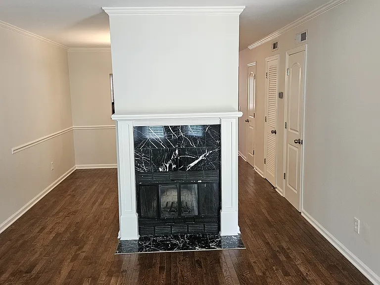 Wood burning fireplace.