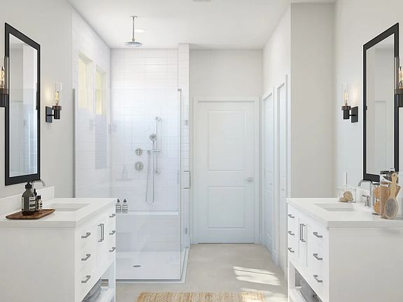 Primary bath with glass shower enclosure