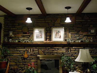 Real masonary wood fireplace