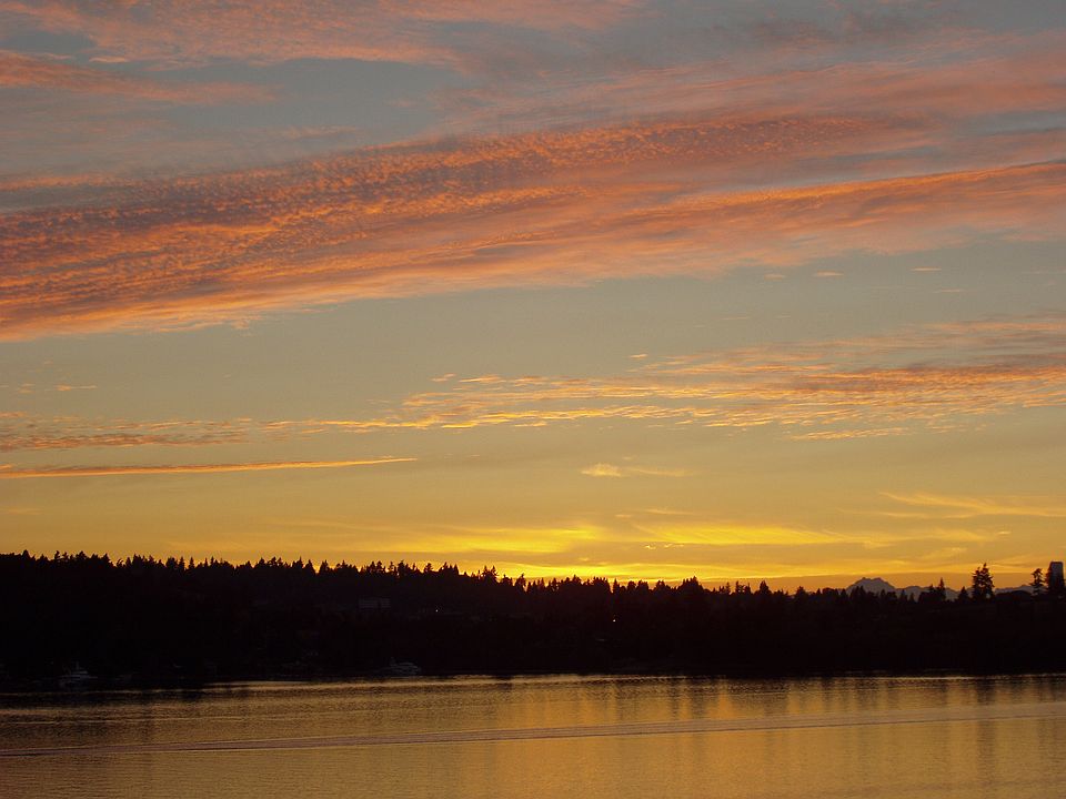 Sunset over lake