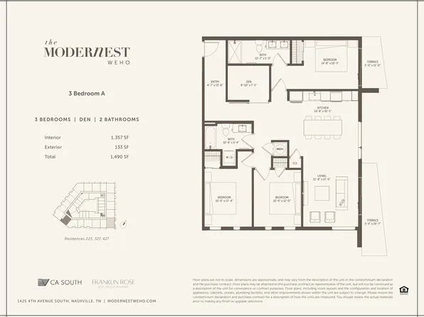 3 Bedroom Den Plan, Modernest WeHo