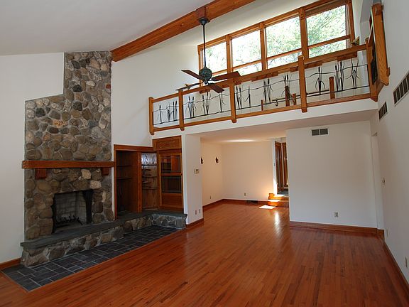 Real stone fireplace.