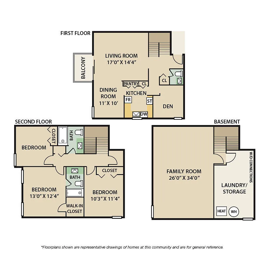 Floor plan 3 Bedroom 2.5 Bath TH