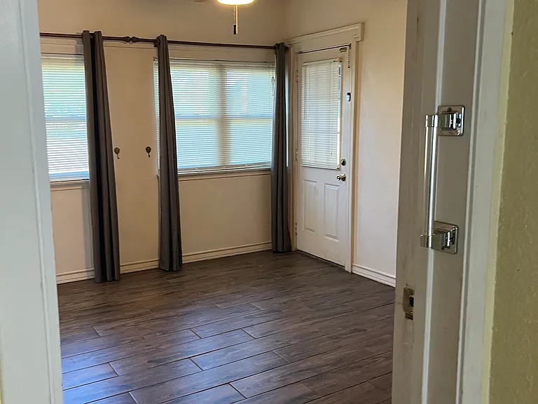 Breakfast room features large windows and garage access