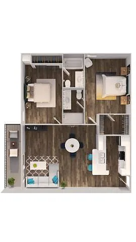 Floor plan 2 Bedroom - 80% AMI