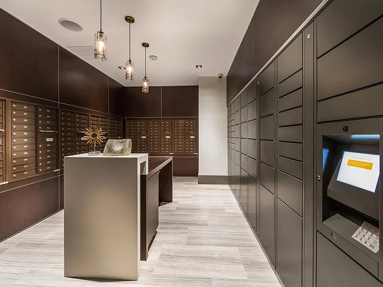 Package lockers offering secure, convenient parcel access.