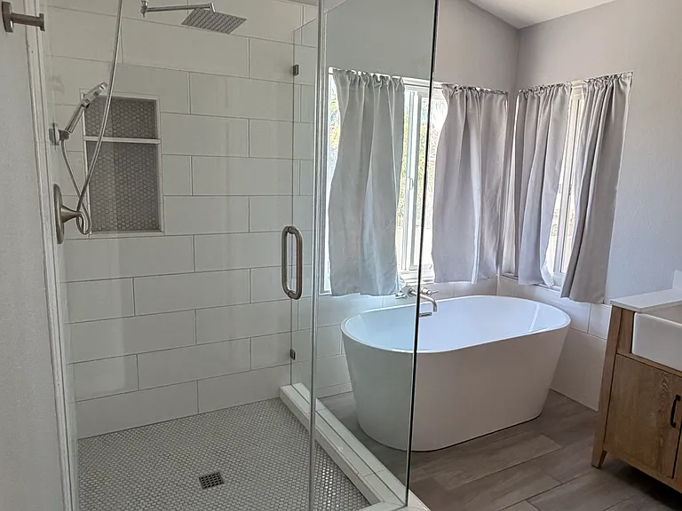 Primary bathroom renovated in 2022.