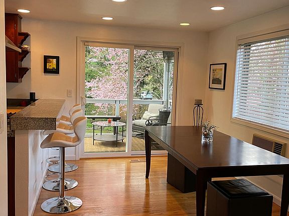 Dining room that leads to back covered deck